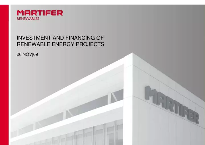 investment and financing of renewable energy projects
