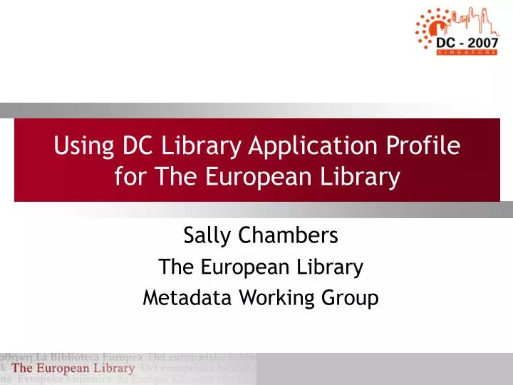 using dc library application profile for the european library