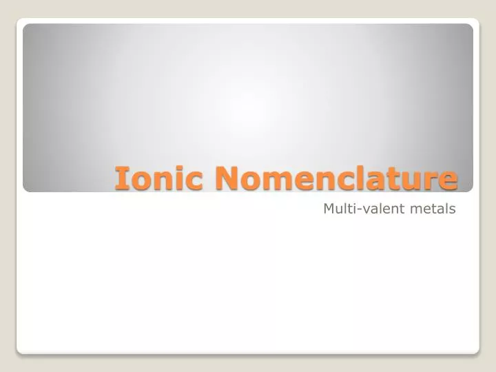 ionic nomenclature