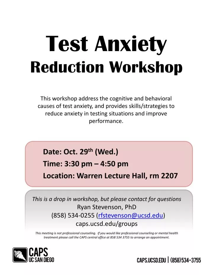 test anxiety reduction workshop
