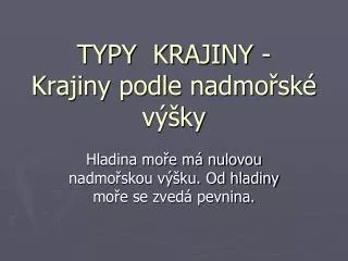 typy krajiny krajiny podle nadmo sk v ky