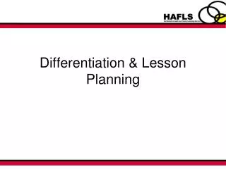Differentiation &amp; Lesson Planning