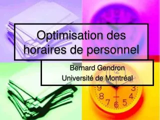 optimisation des horaires de personnel