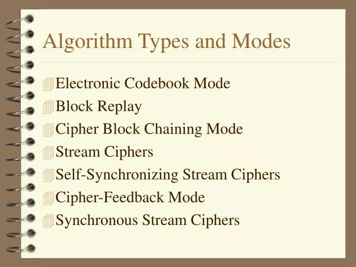 algorithm types and modes