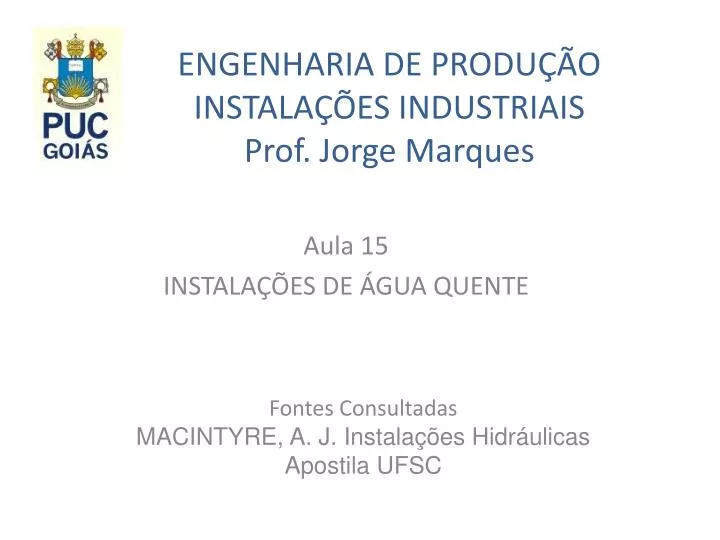 engenharia de produ o instala es industriais prof jorge marques