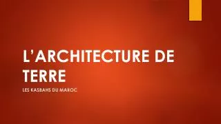 l architecture de terre