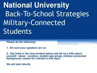 National University Back-To-School Strategies Military-Connected Students