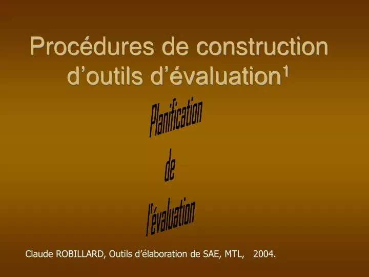 proc dures de construction d outils d valuation 1