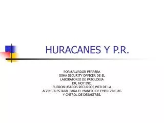 huracanes y p r