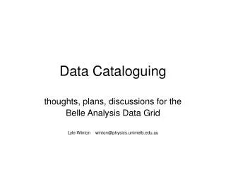 Data Cataloguing
