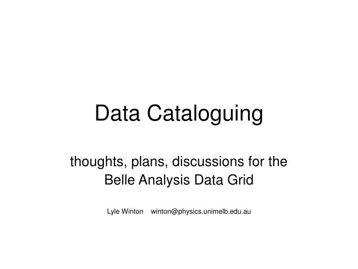 data cataloguing