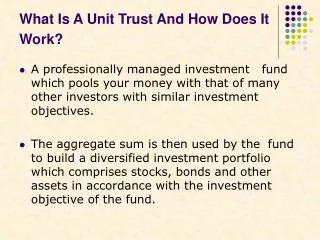 What Is A Unit Trust And How Does It Work?