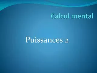 calcul mental