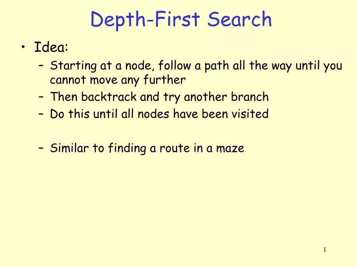 depth first search