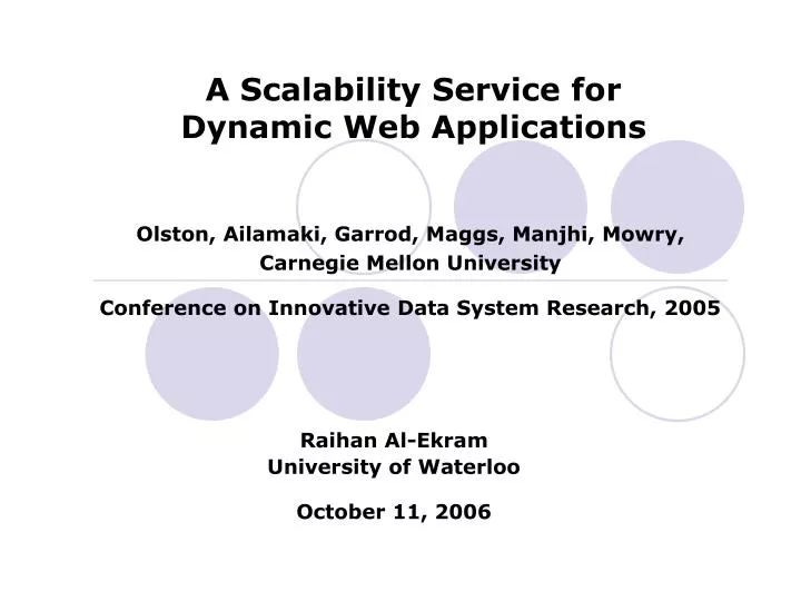 a scalability service for dynamic web applications