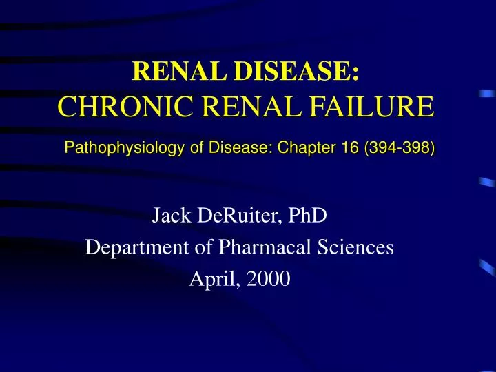 renal disease chronic renal failure pathophysiology of disease chapter 16 394 398