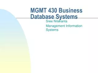 MGMT 430 Business Database Systems