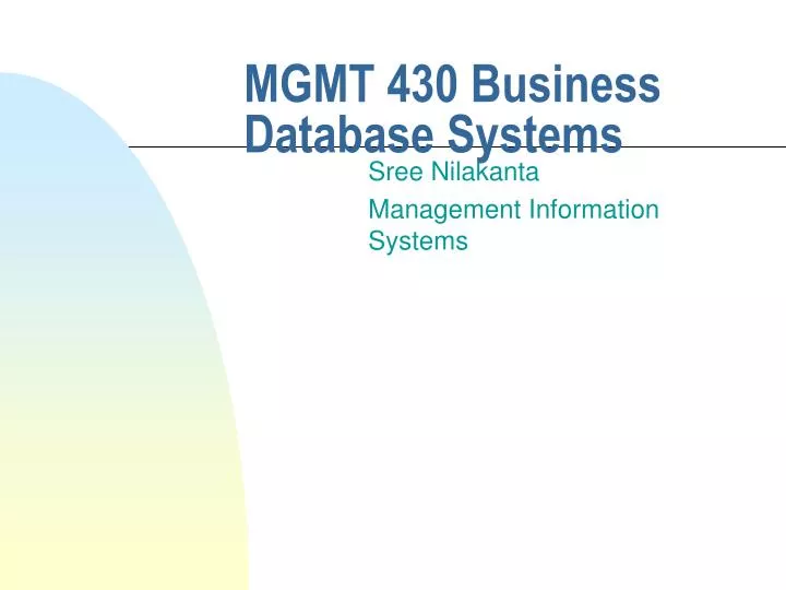 mgmt 430 business database systems