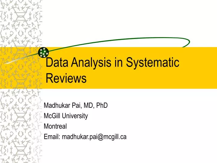 data analysis in systematic reviews