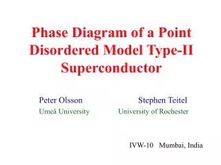 Phase Diagram of a Point Disordered Model Type-II Superconductor