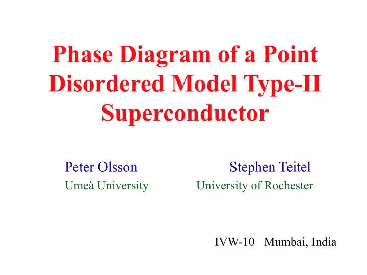 phase diagram of a point disordered model type ii superconductor