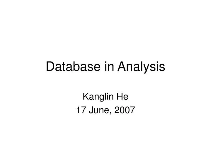 database in analysis