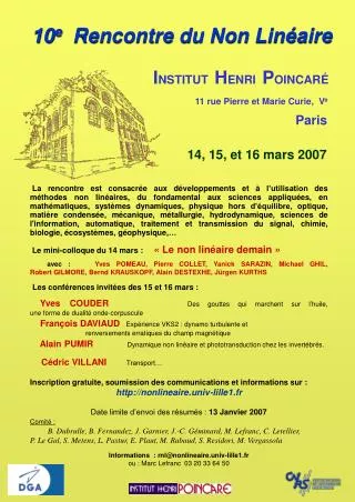 10 e rencontre du non lin aire