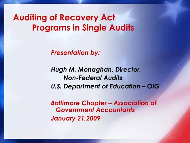 auditing of recovery act programs in single audits
