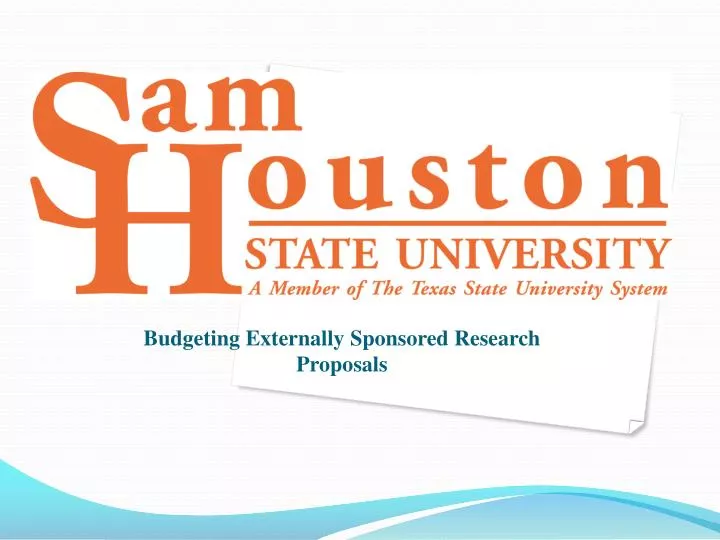 budgeting externally sponsored research proposals