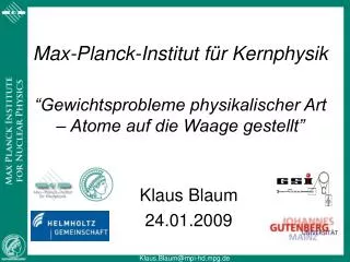 klaus blaum 24 01 2009