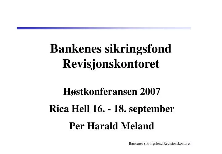 bankenes sikringsfond revisjonskontoret