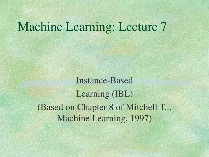 machine learning lecture 7