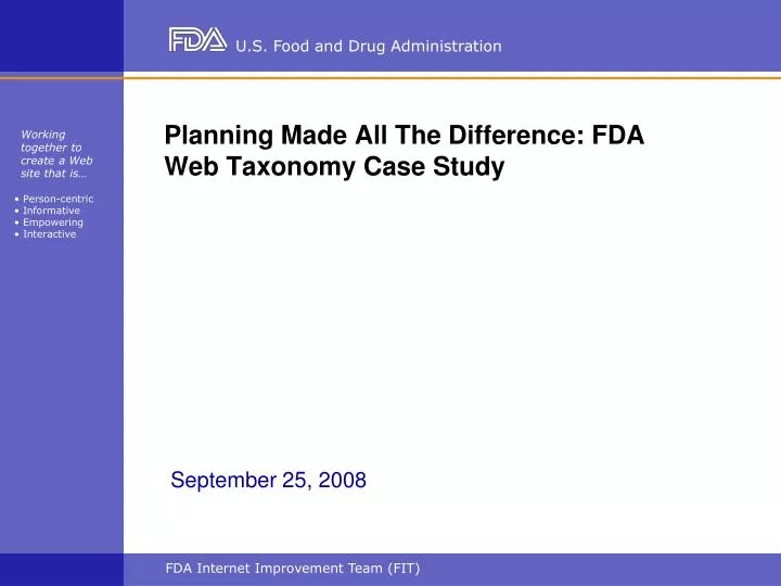 planning made all the difference fda web taxonomy case study