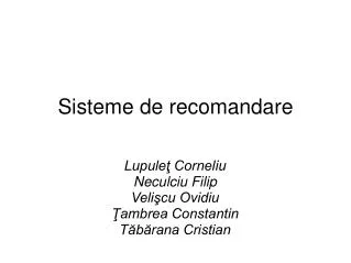 sisteme de recomandare