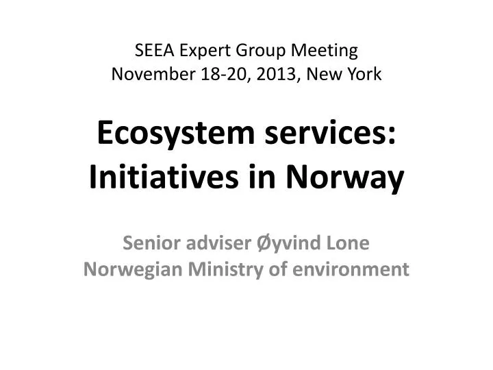 seea expert group meeting november 18 20 2013 new york ecosystem services initiatives in norway
