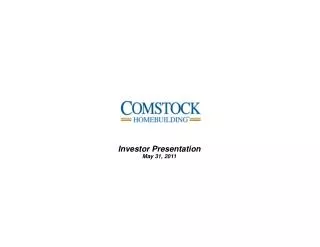 Investor Presentation May 31, 2011