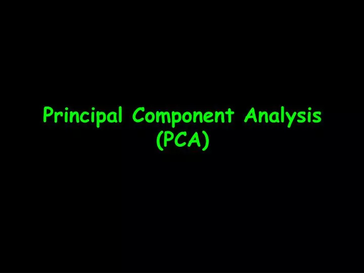 principal component analysis pca