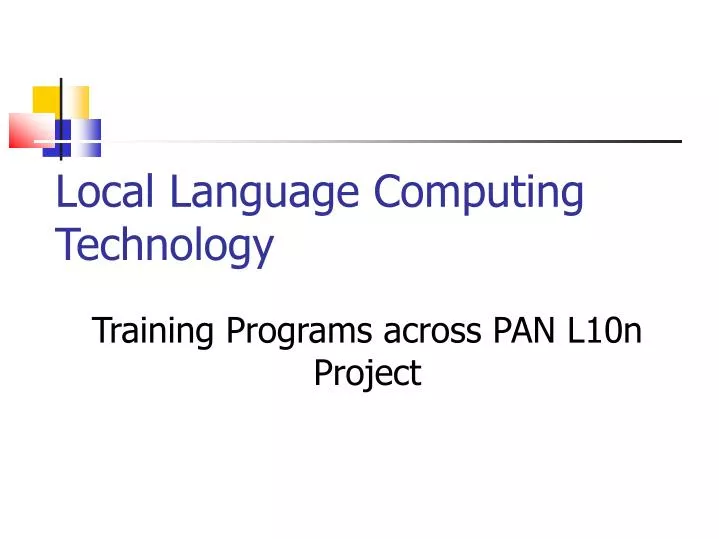 training programs across pan l10n project