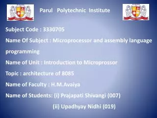 Parul Polytechnic Institute