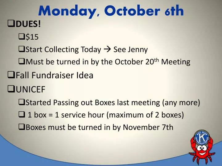 monday october 6th