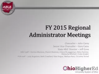 FY 2015 Regional Administrator Meetings