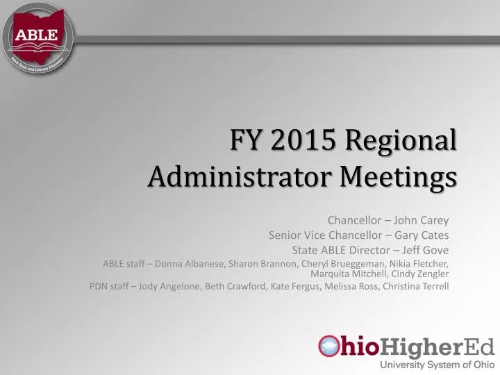 fy 2015 regional administrator meetings