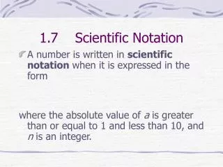 1.7 Scientific Notation