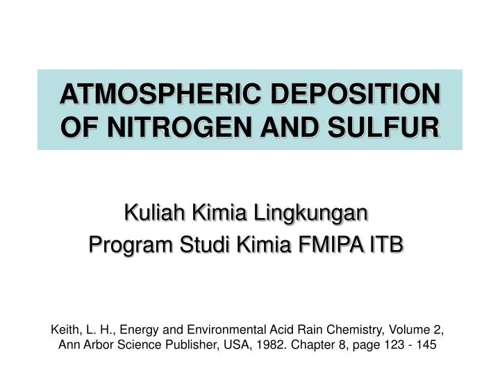 atmospheric deposition of nitrogen and sulfur