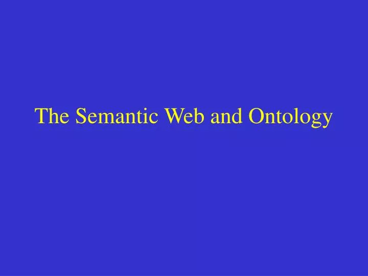 the semantic web and ontology
