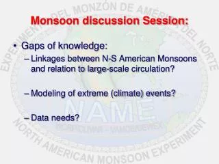 Monsoon discussion Session: