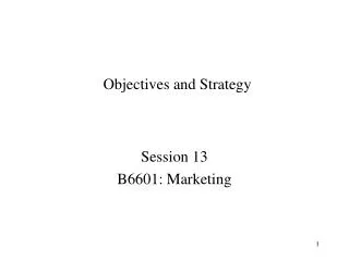 Objectives and Strategy