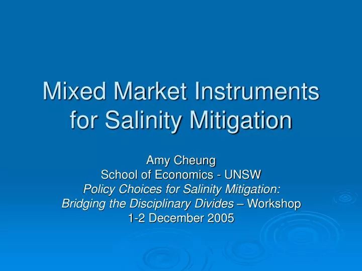 mixed market instruments for salinity mitigation