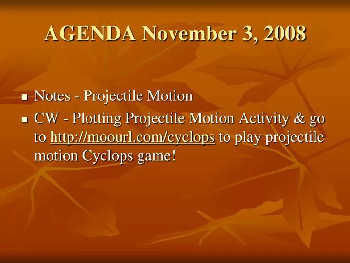 agenda november 3 2008