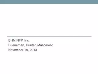 BHM NFP, Inc. Bueneman , Hunter, Mascarello November 19, 2013